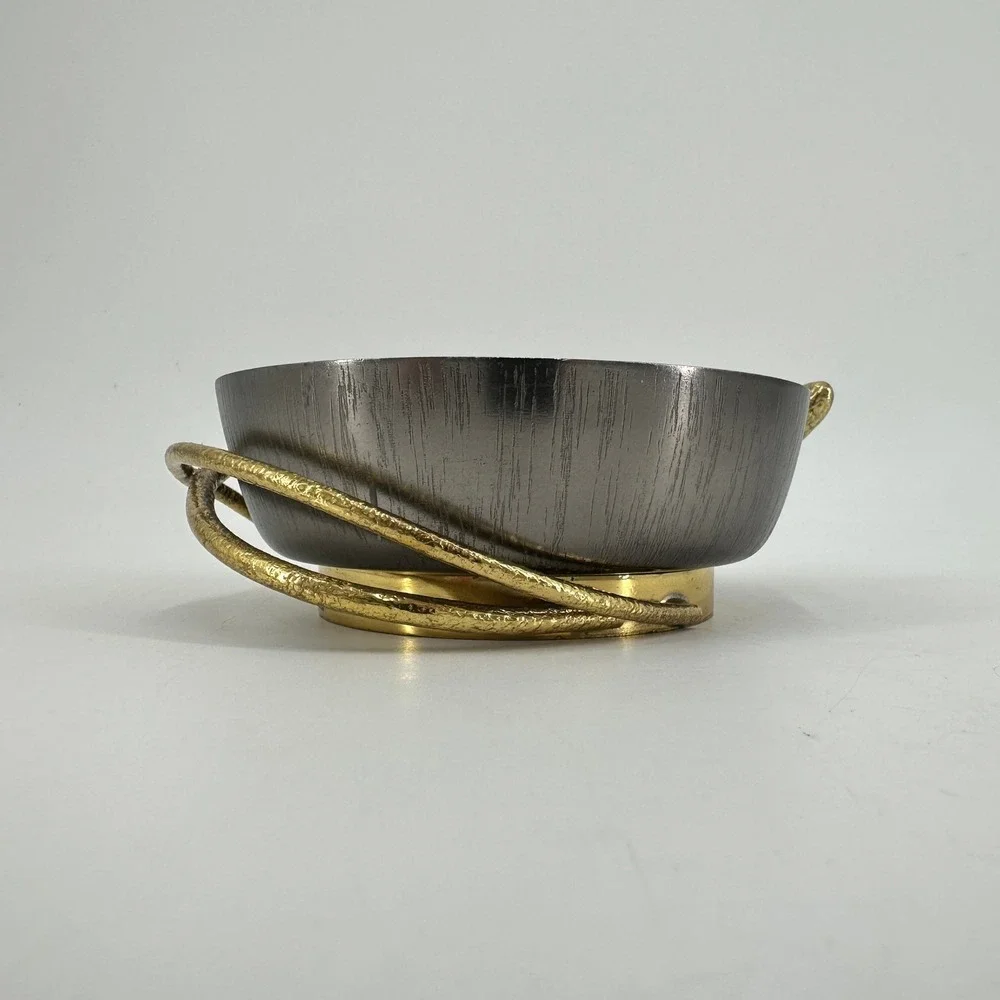 Michael Aram Serpent Metal Trinket Tray Gold Snake Stainless Steel Catchall Bowl